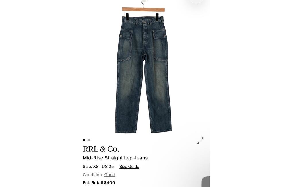 Ralph Lauren RRL Utility Cargo Jeans Womens 25 Blue Denim Medium Wash Straight